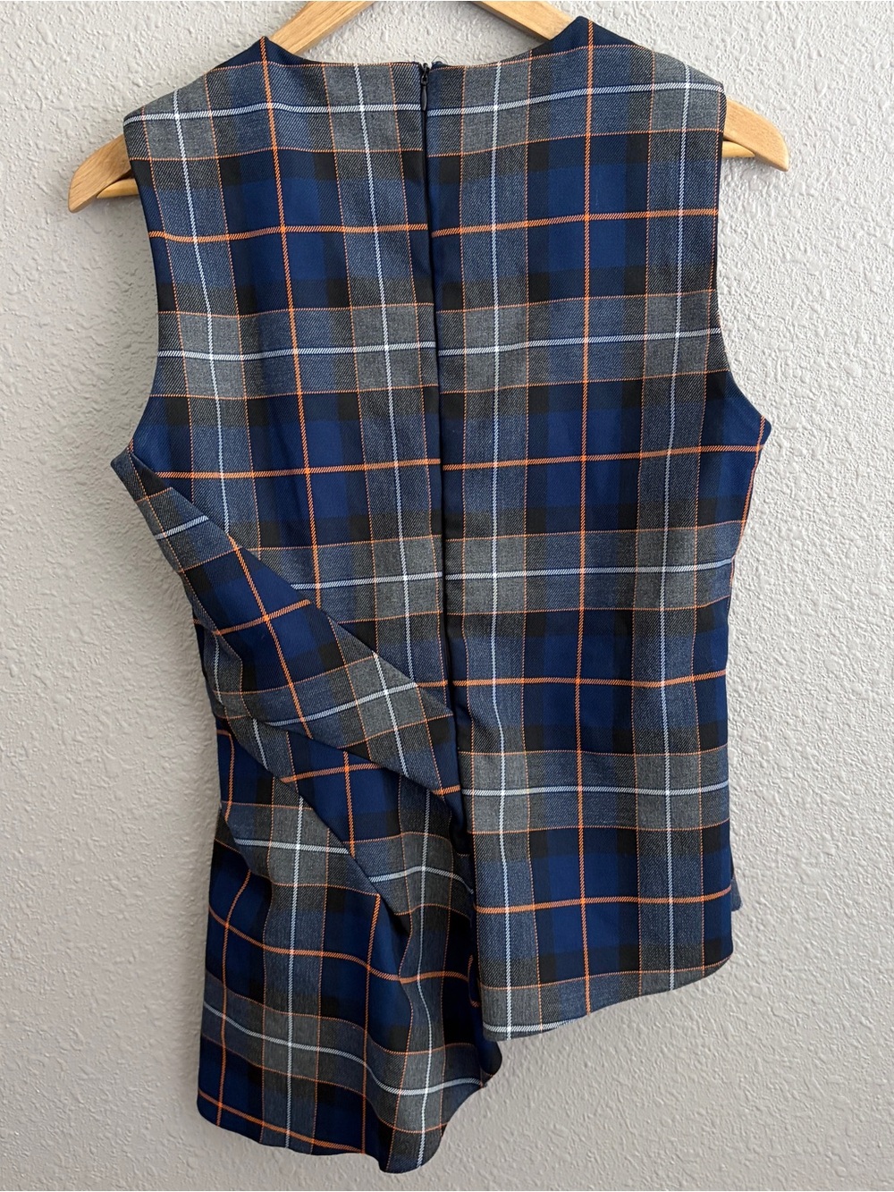 Zara Pleated Blue Tartan Plaid Top and Matching Wide-Leg Plaid Preppy Pants Set - Picture 4 of 12